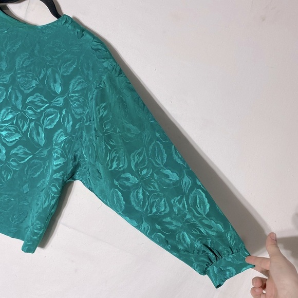 Vintage The French Fact Turquoise Floral Jacquard Skirt Set M - Picture 8 of 15